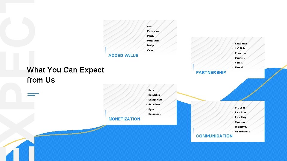 XPEC • Cost • Performance • Unicity • Uniqueness • Know-hows • Design •