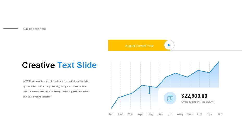 Subtitle goes here August Current Year Creative Text Slide In 2018, we saw the