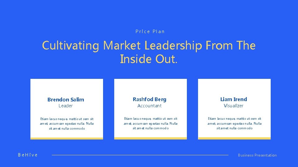 Price Plan Cultivating Market Leadership From The Inside Out. Brendon Salim Leader Be. Hive