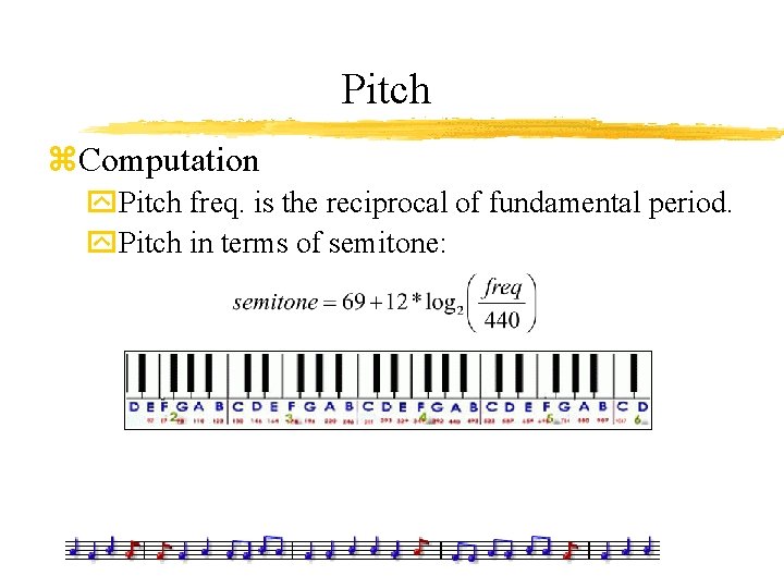 Pitch z. Computation y. Pitch freq. is the reciprocal of fundamental period. y. Pitch