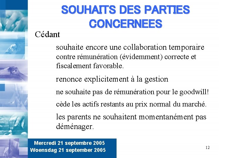 Cédant SOUHAITS DES PARTIES CONCERNEES souhaite encore une collaboration temporaire contre rémunération (évidemment) correcte