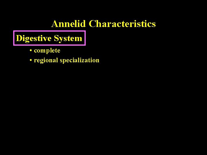 Annelid Characteristics Digestive System • complete • regional specialization 