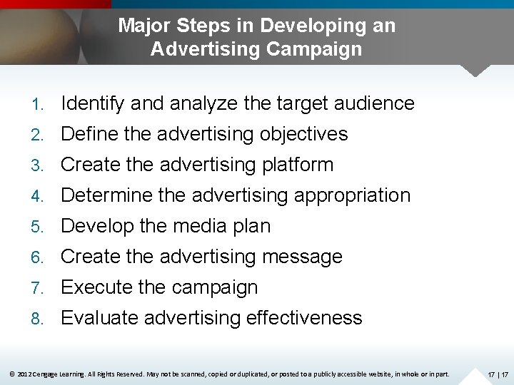 Major Steps in Developing an Advertising Campaign 1. Identify and analyze the target audience