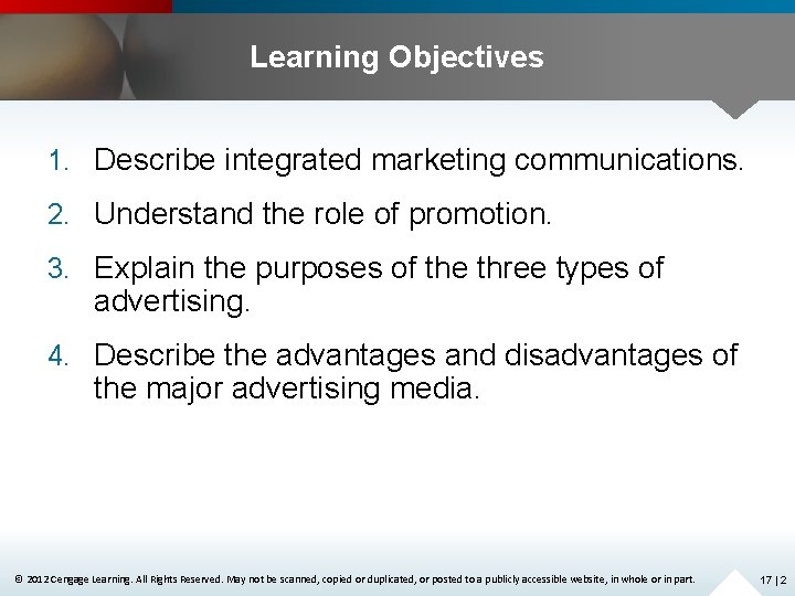 Learning Objectives 1. Describe integrated marketing communications. 2. Understand the role of promotion. 3.