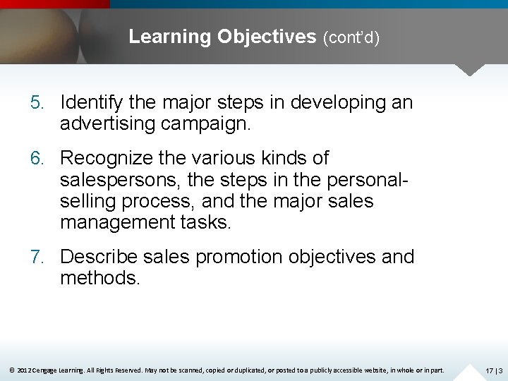 Learning Objectives (cont’d) 5. Identify the major steps in developing an advertising campaign. 6.
