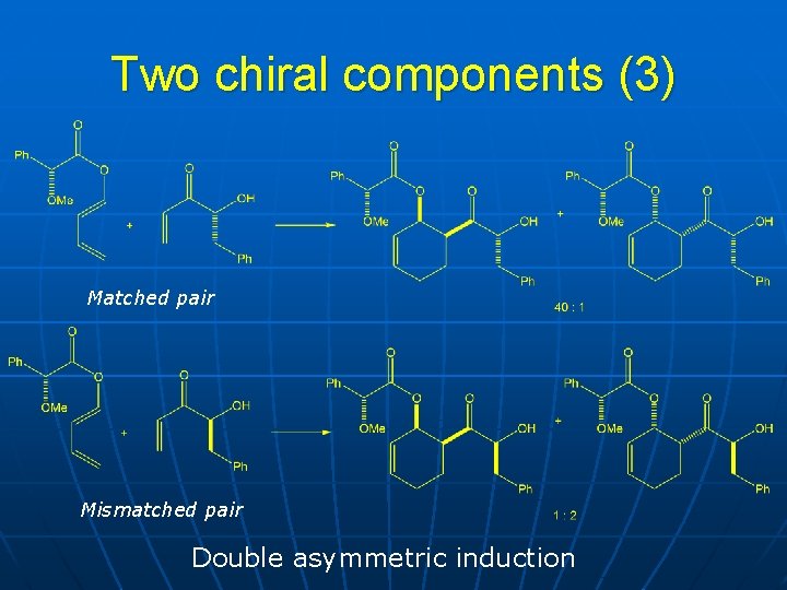 Two chiral components (3) Matched pair Mismatched pair Double asymmetric induction 