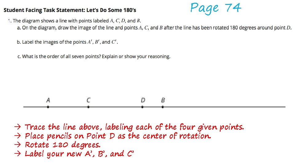 Page 74 à à Trace the line above, labeling each of the four given