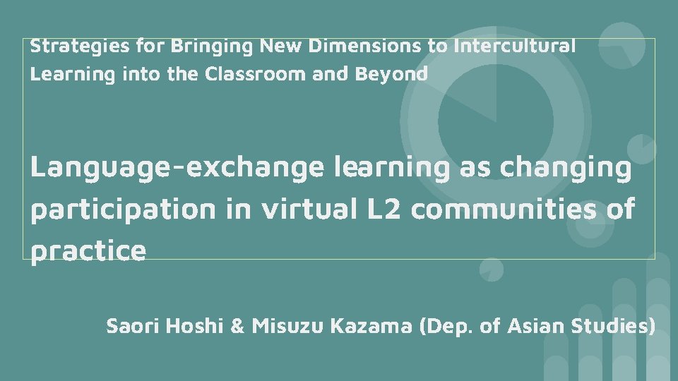 Strategies for Bringing New Dimensions to Intercultural Learning into the Classroom and Beyond Language-exchange