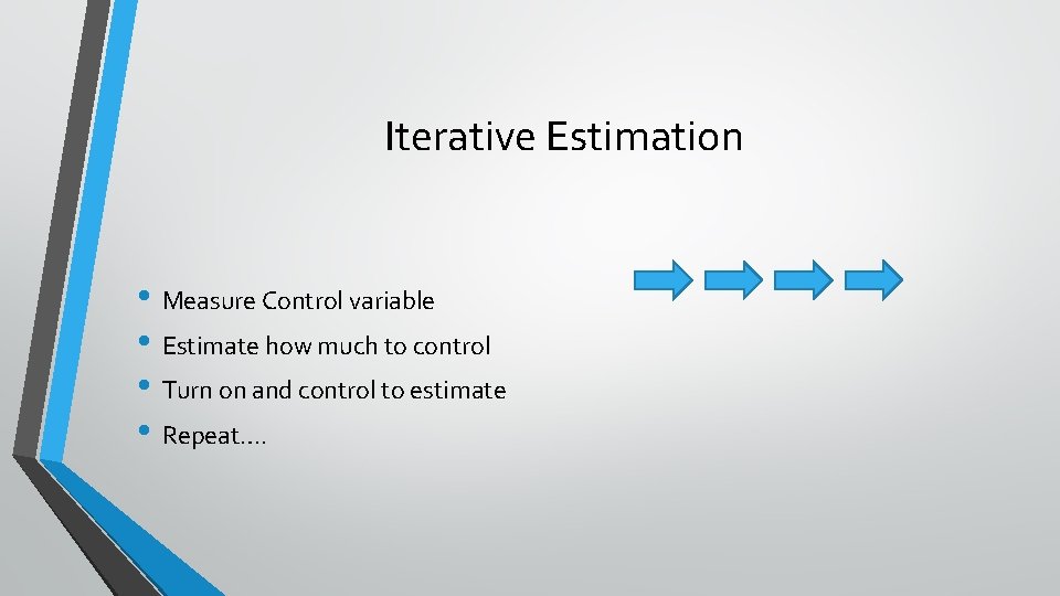Iterative Estimation • Measure Control variable • Estimate how much to control • Turn