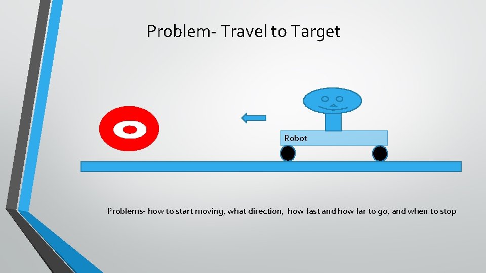 Problem- Travel to Target Robot Problems- how to start moving, what direction, how fast