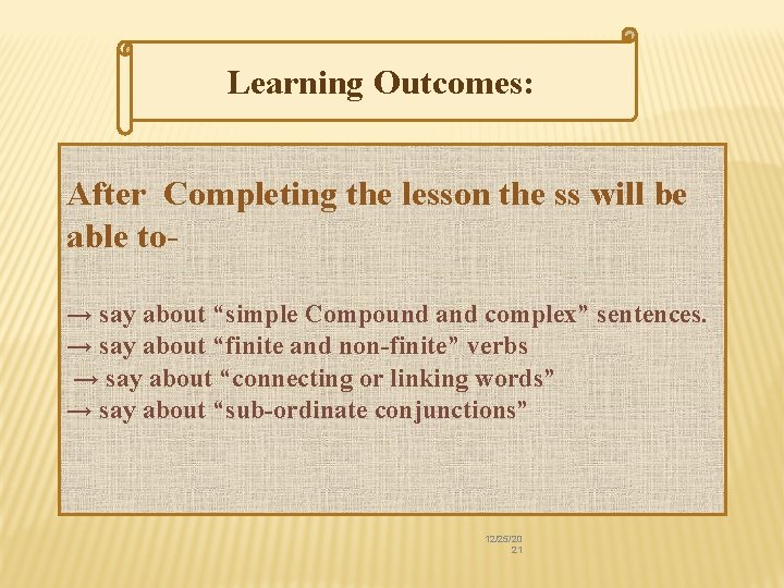 Learning Outcomes: After Completing the lesson the ss will be able to→ say about