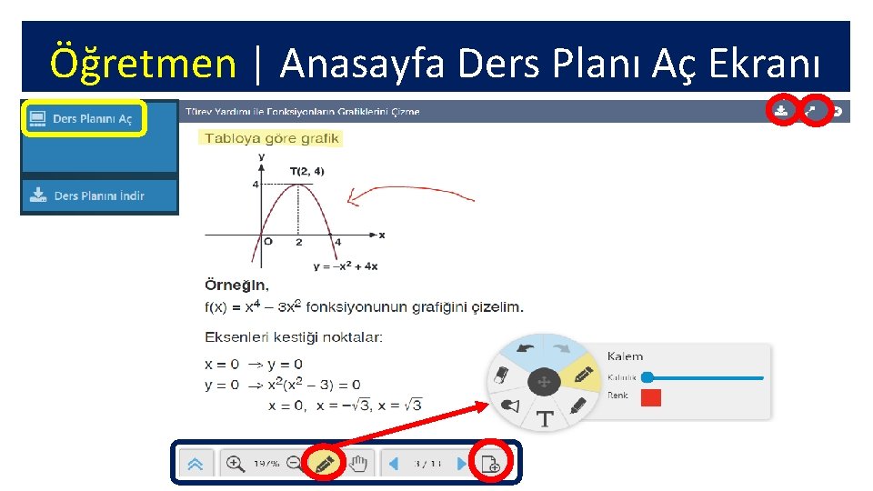 Öğretmen | Anasayfa Ders Planı Aç Ekranı 