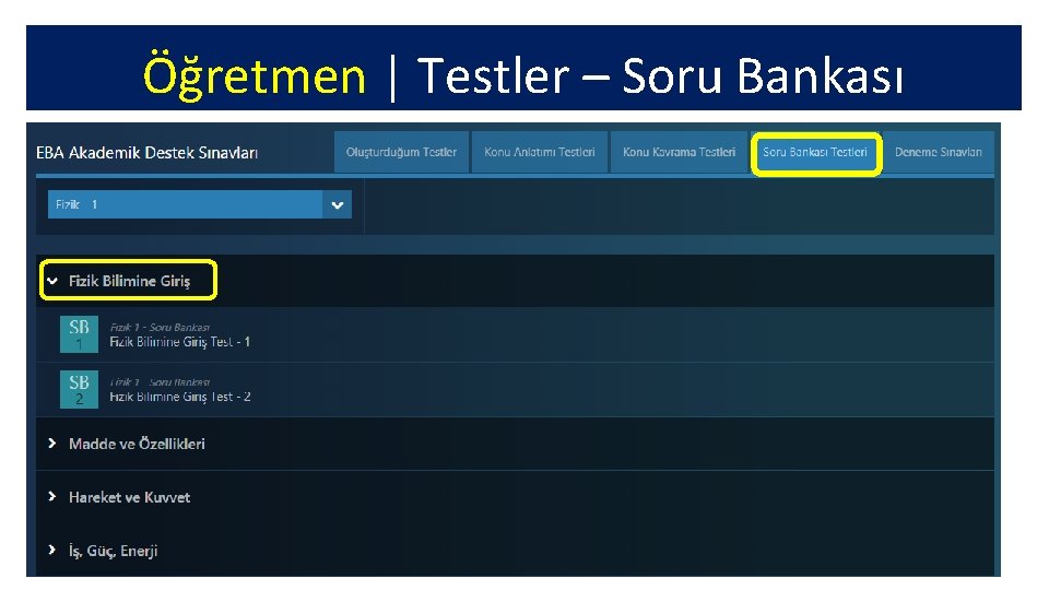 Öğretmen | Testler – Soru Bankası 