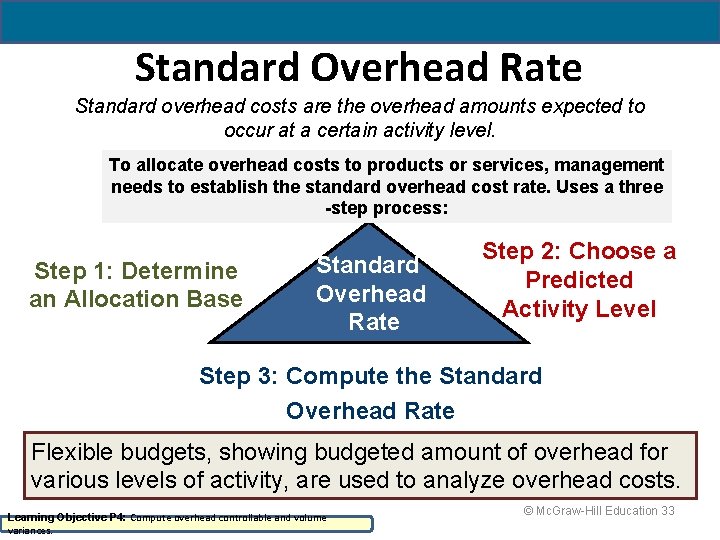 Standard Overhead Rate Standard overhead costs are the overhead amounts expected to occur at