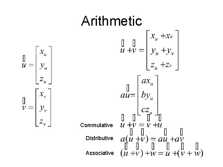 Arithmetic Commutative Distributive Associative 