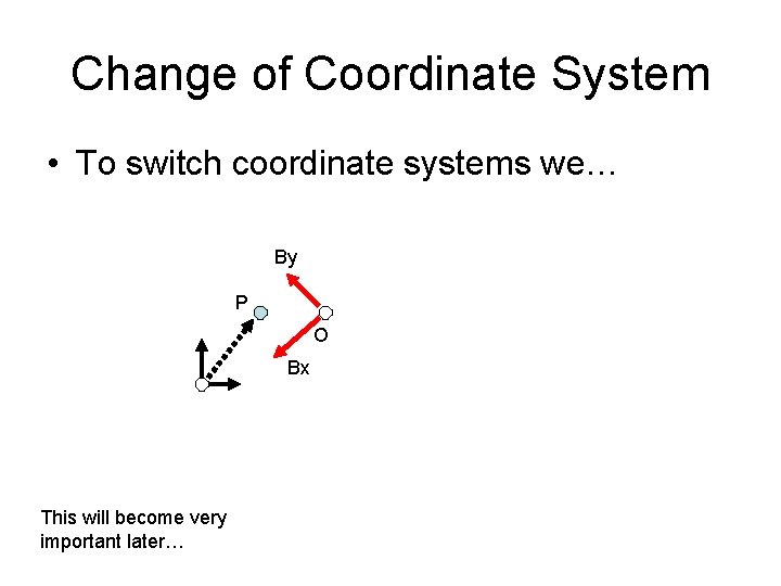 Change of Coordinate System • To switch coordinate systems we… By P O Bx