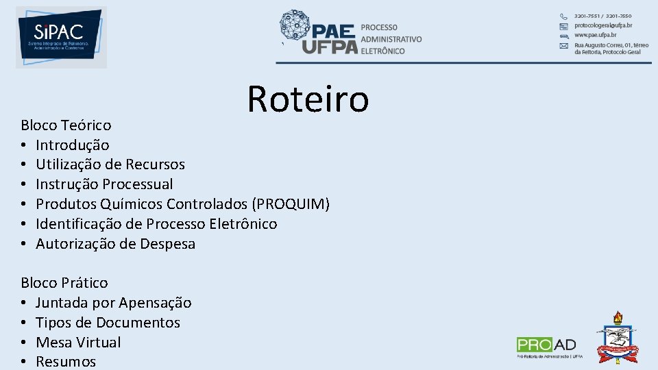 Roteiro Bloco Teórico • Introdução • Utilização de Recursos • Instrução Processual • Produtos