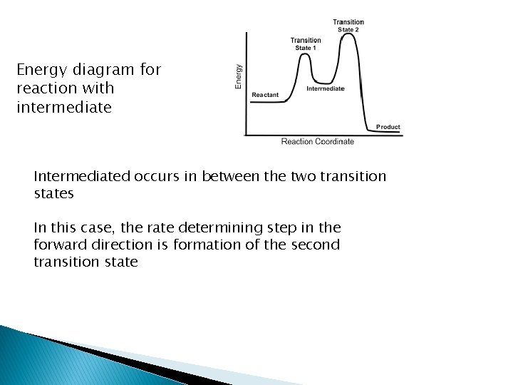 Energy diagram for reaction with intermediate Intermediated occurs in between the two transition states