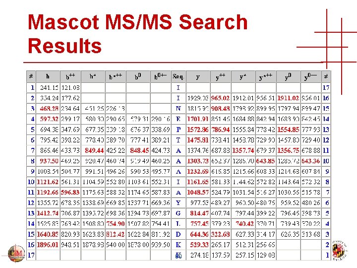Mascot MS/MS Search Results 60 