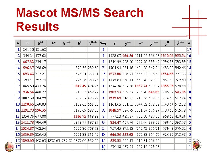 Mascot MS/MS Search Results 63 