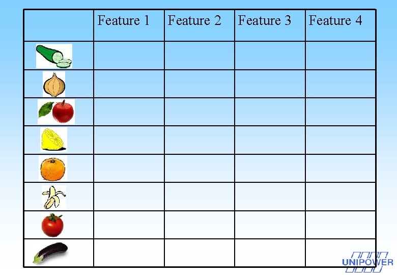 Feature 1 Feature 2 Feature 3 Feature 4 