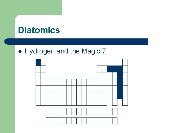 Diatomics l Hydrogen and the Magic 7 