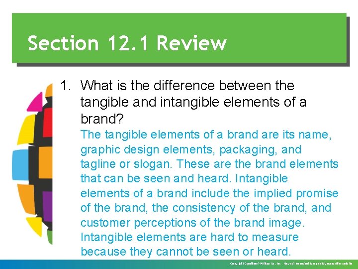 Section 12. 1 Review 1. What is the difference between the tangible and intangible