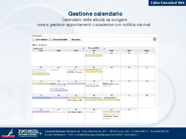 Fallco Esecuzioni Web Gestione calendario Calendario delle attività da svolgere crea e gestisce appuntamenti