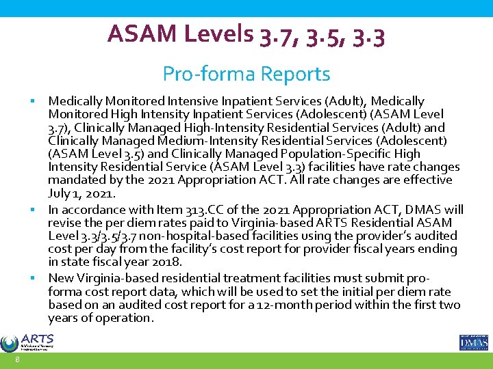 ASAM Levels 3. 7, 3. 5, 3. 3 Pro-forma Reports Medically Monitored Intensive Inpatient