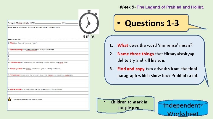 Week 5 - The Legend of Prahlad and Holika • Questions 1 -3 6