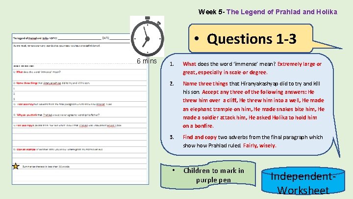 Week 5 - The Legend of Prahlad and Holika • Questions 1 -3 6