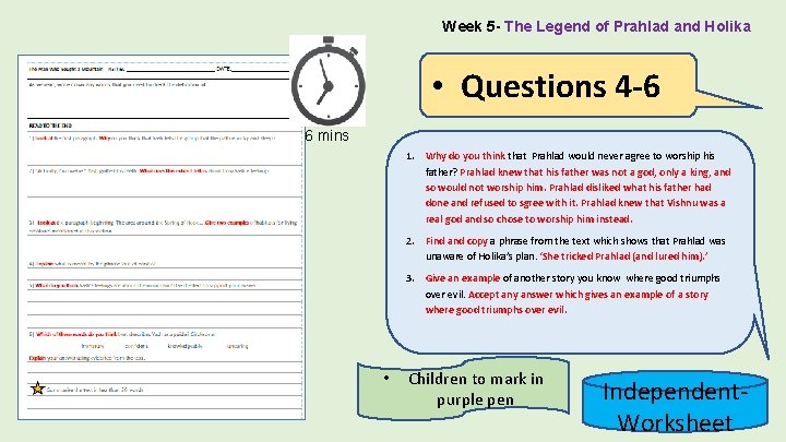 Week 5 - The Legend of Prahlad and Holika • Questions 4 -6 6