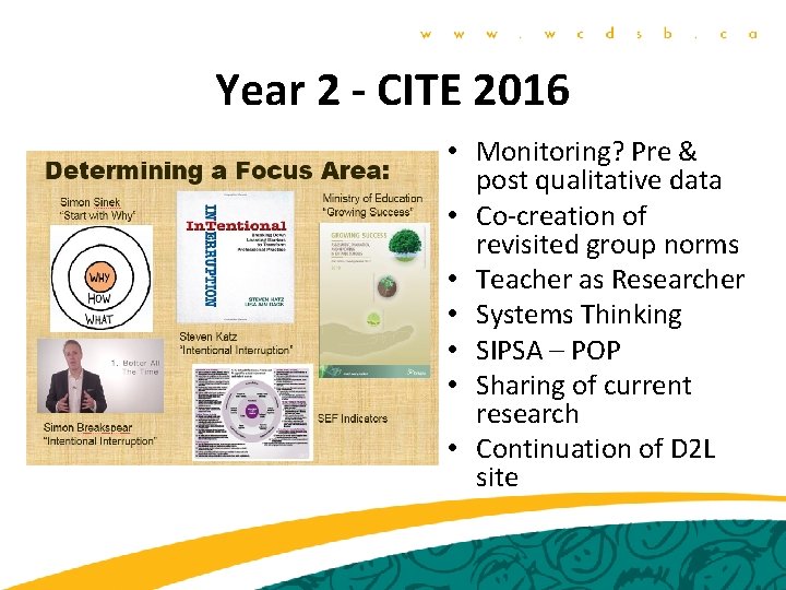 Year 2 - CITE 2016 • Monitoring? Pre & post qualitative data • Co-creation