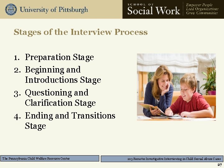 Stages of the Interview Process 1. Preparation Stage 2. Beginning and Introductions Stage 3.