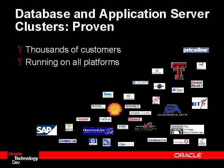 Database and Application Server Clusters: Proven Ÿ Thousands of customers Ÿ Running on all Database and Application Server Clusters: Proven Ÿ Thousands of customers Ÿ Running on all