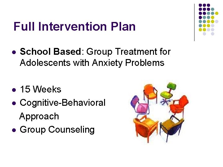 Full Intervention Plan l School Based: Group Treatment for Adolescents with Anxiety Problems 15