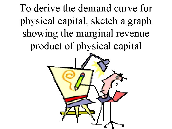 To derive the demand curve for physical capital, sketch a graph showing the marginal