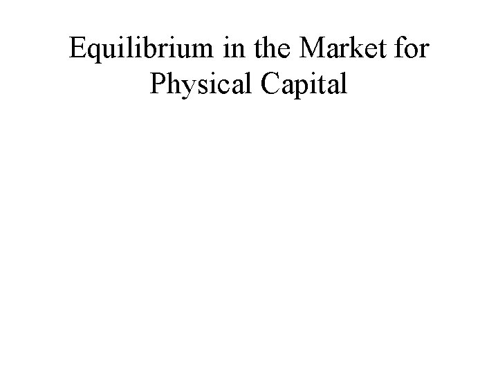 Equilibrium in the Market for Physical Capital 