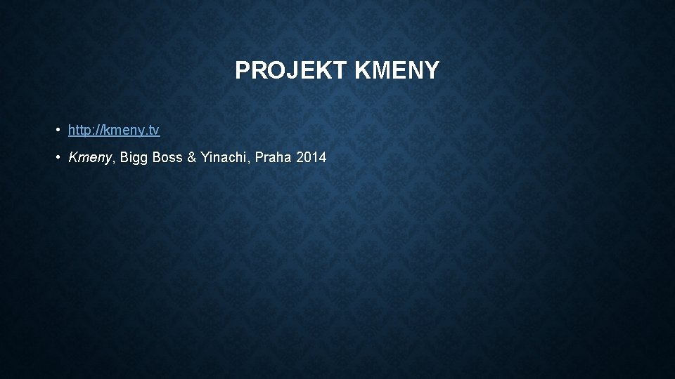 PROJEKT KMENY • http: //kmeny. tv • Kmeny, Bigg Boss & Yinachi, Praha 2014