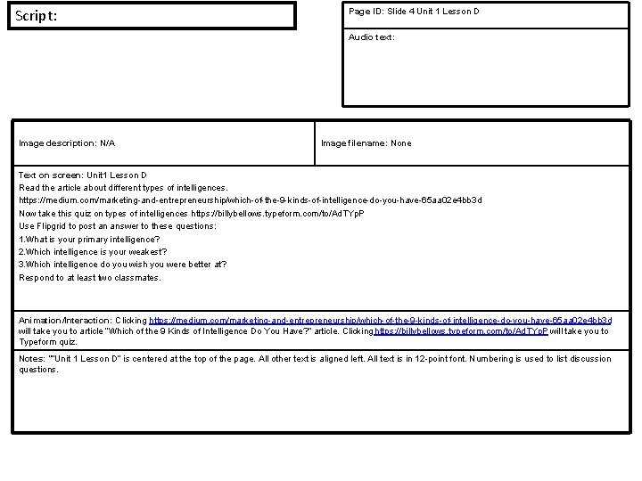 Script: Page ID: Slide 4 Unit 1 Lesson D Audio text: Image description: N/A Script: Page ID: Slide 4 Unit 1 Lesson D Audio text: Image description: N/A