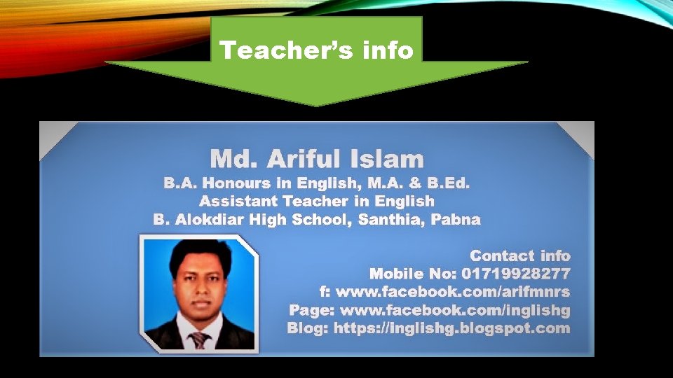 Teacher’s info 