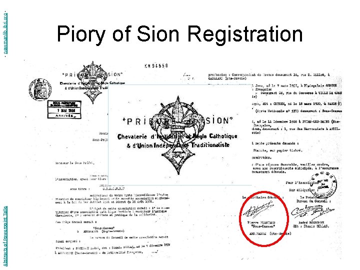 Abstracts of Powerpoint Talks - newmanlib. ibri. org - Piory of Sion Registration Abstracts of Powerpoint Talks - newmanlib. ibri. org - Piory of Sion Registration