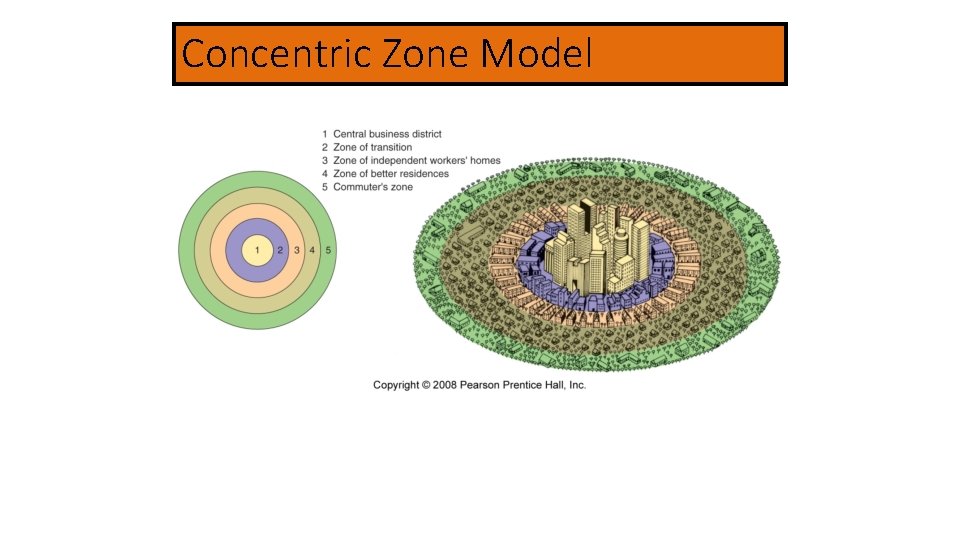 Concentric Zone Model Fig. 13 -5: In the concentric zone model, a city grows