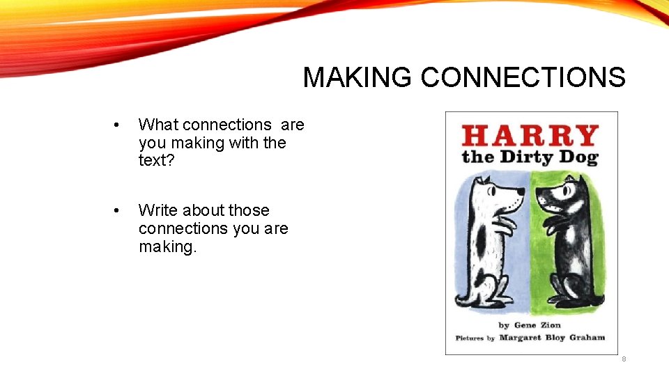 MAKING CONNECTIONS • What connections are you making with the text? • Write about