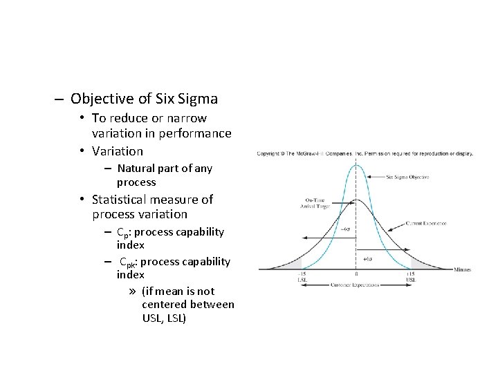 – Objective of Six Sigma • To reduce or narrow variation in performance •