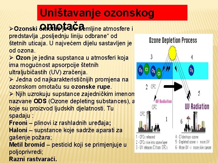 Uništavanje ozonskog omotača ØOzonski omotač je dio Zemljine atmosfere i predstavlja „posljednju liniju odbrane“