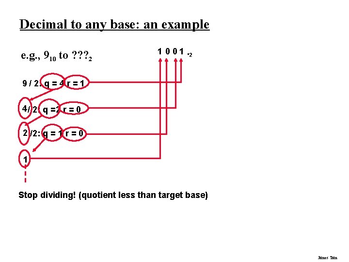 Decimal to any base: an example e. g. , 910 to ? ? ? Decimal to any base: an example e. g. , 910 to ? ? ?