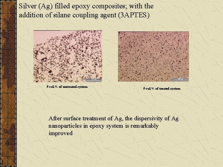 Silver (Ag) filled epoxy composites; with the addition of silane coupling agent (3 APTES)