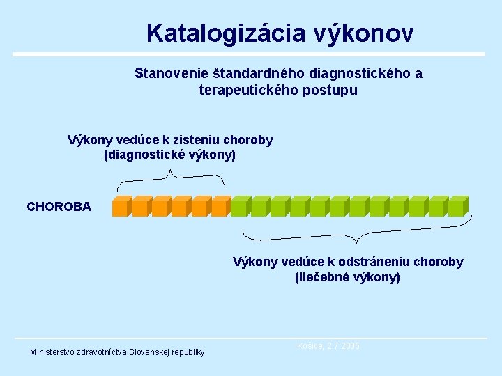 Katalogizácia výkonov Stanovenie štandardného diagnostického a terapeutického postupu Výkony vedúce k zisteniu choroby (diagnostické