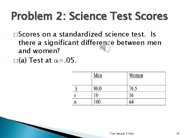 Problem 2: Science Test Scores � Scores on a standardized science test. Is there